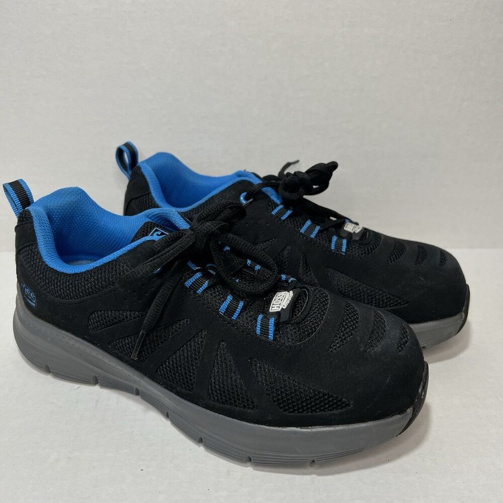HOSS Ultra Light Composite Safety Toe Work Sneakers, Men's Size 8 Black Blue